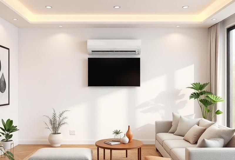 Ductless mini-split AC system in Michigan living room