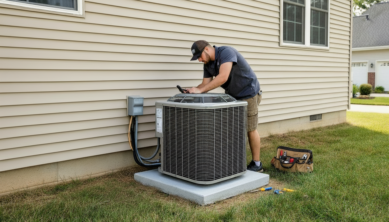 Professional AC installation at a Westland, Michigan home
