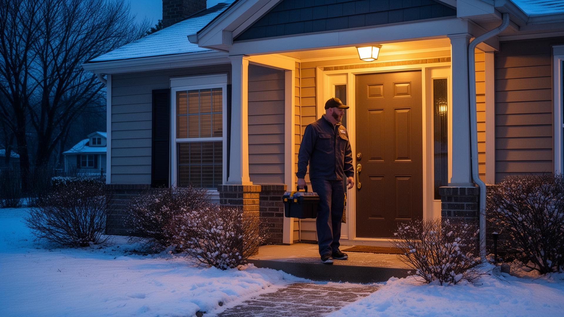Emergency furnace repair technician responding to a Westland home
